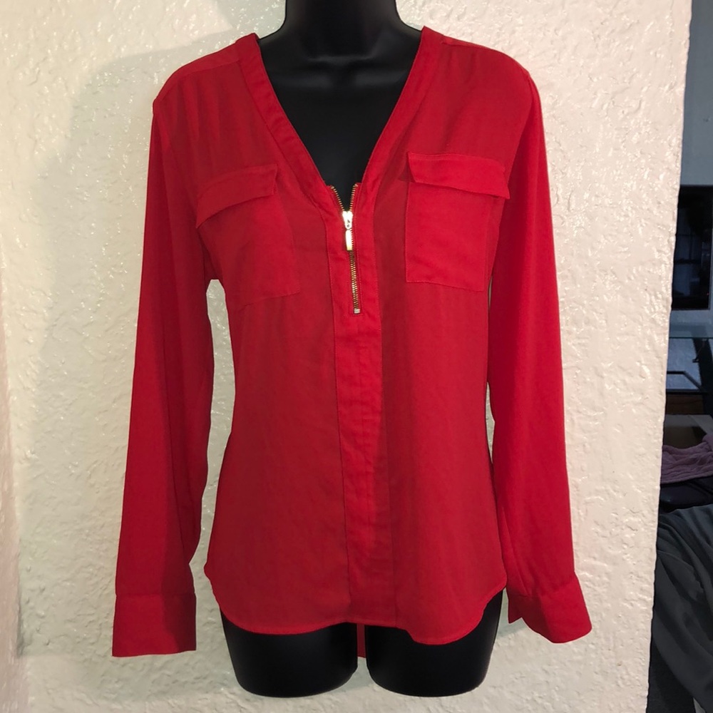 Bright Red Long Sleeve Express Top!